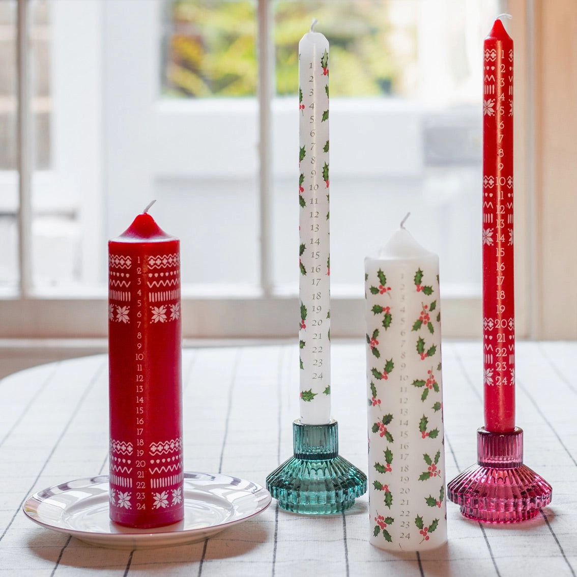Holly Christmas Advent Candle | Christmas Decor - PREORDER - Ships by Oct 1st