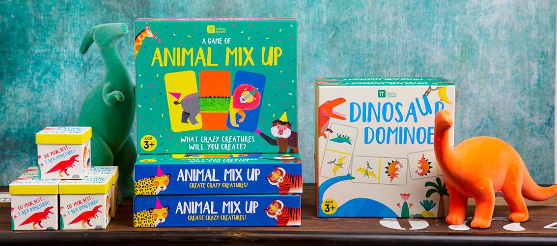 Stocking Stuffer - Party Dinosaur Dominoes Game for Kids