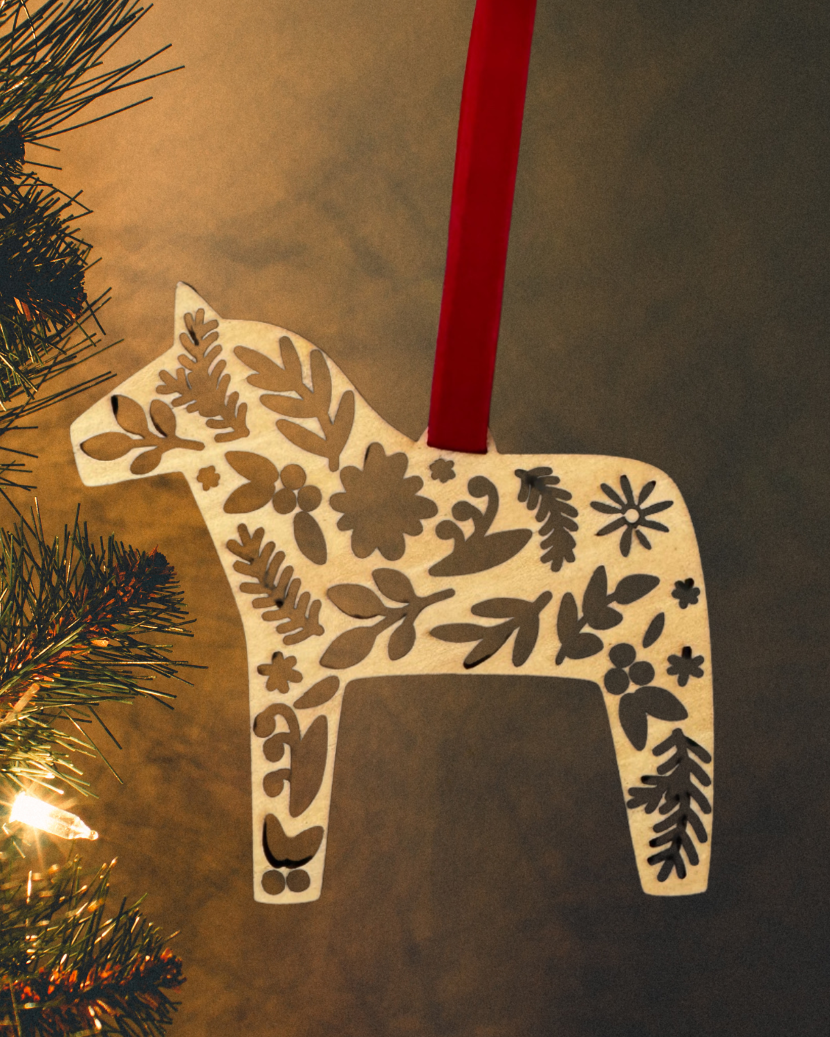 Dala Danish Wooden Horse Ornament
