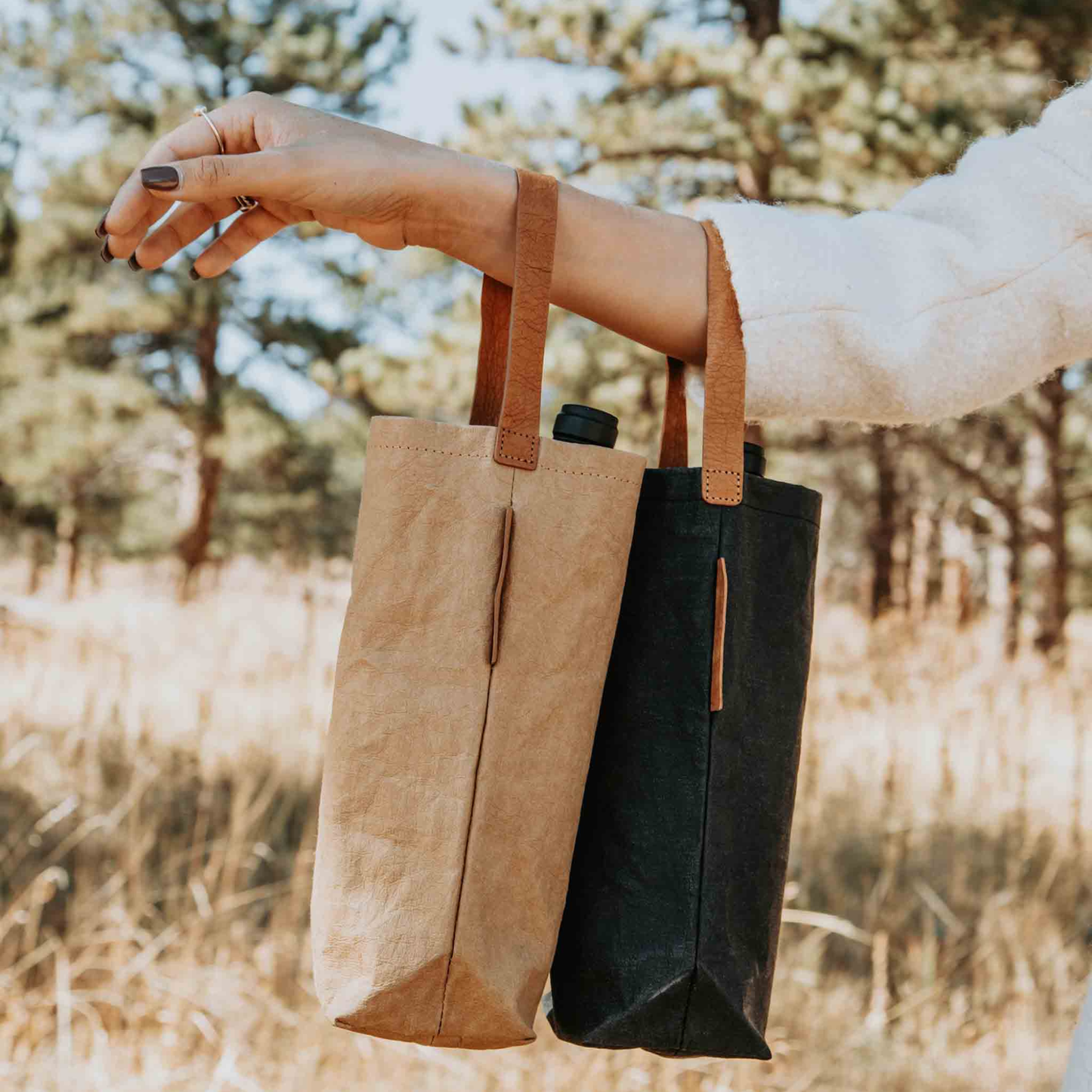 Connoisseur Wine Tote, Reusable Vegan Leather Bag