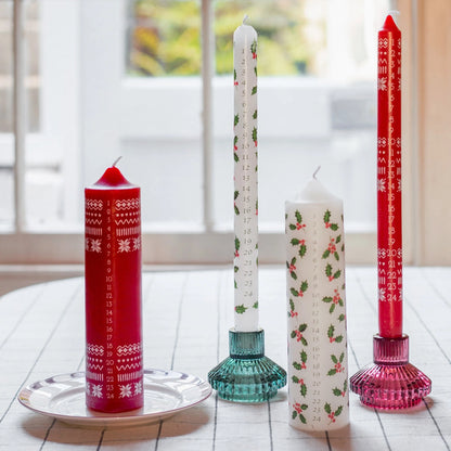 Holly Christmas Advent Candle | Christmas Decor - PREORDER - Ships by Oct 1st
