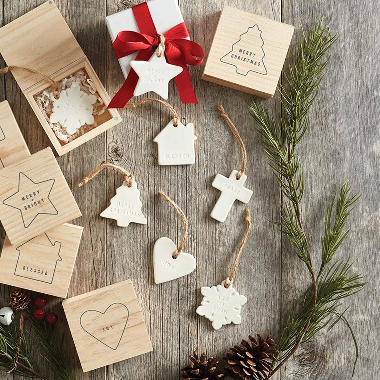 Ceramic Ornament - Star - Merry & Bright