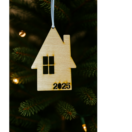 Personalized Wooden House Ornament – New Home Keepsake 2025  Description: