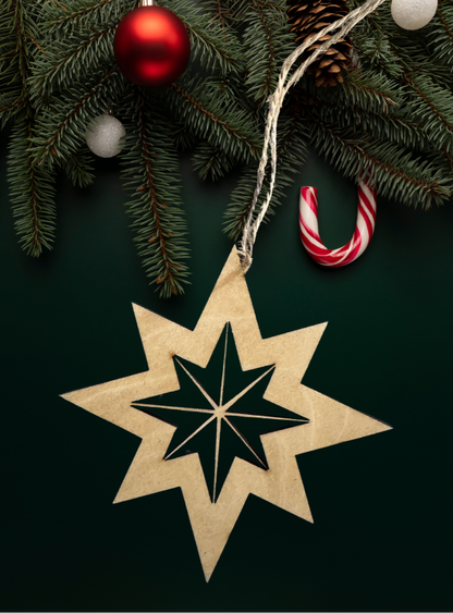 Wooden Christmas Star Ornament – Rustic Christmas Decoration