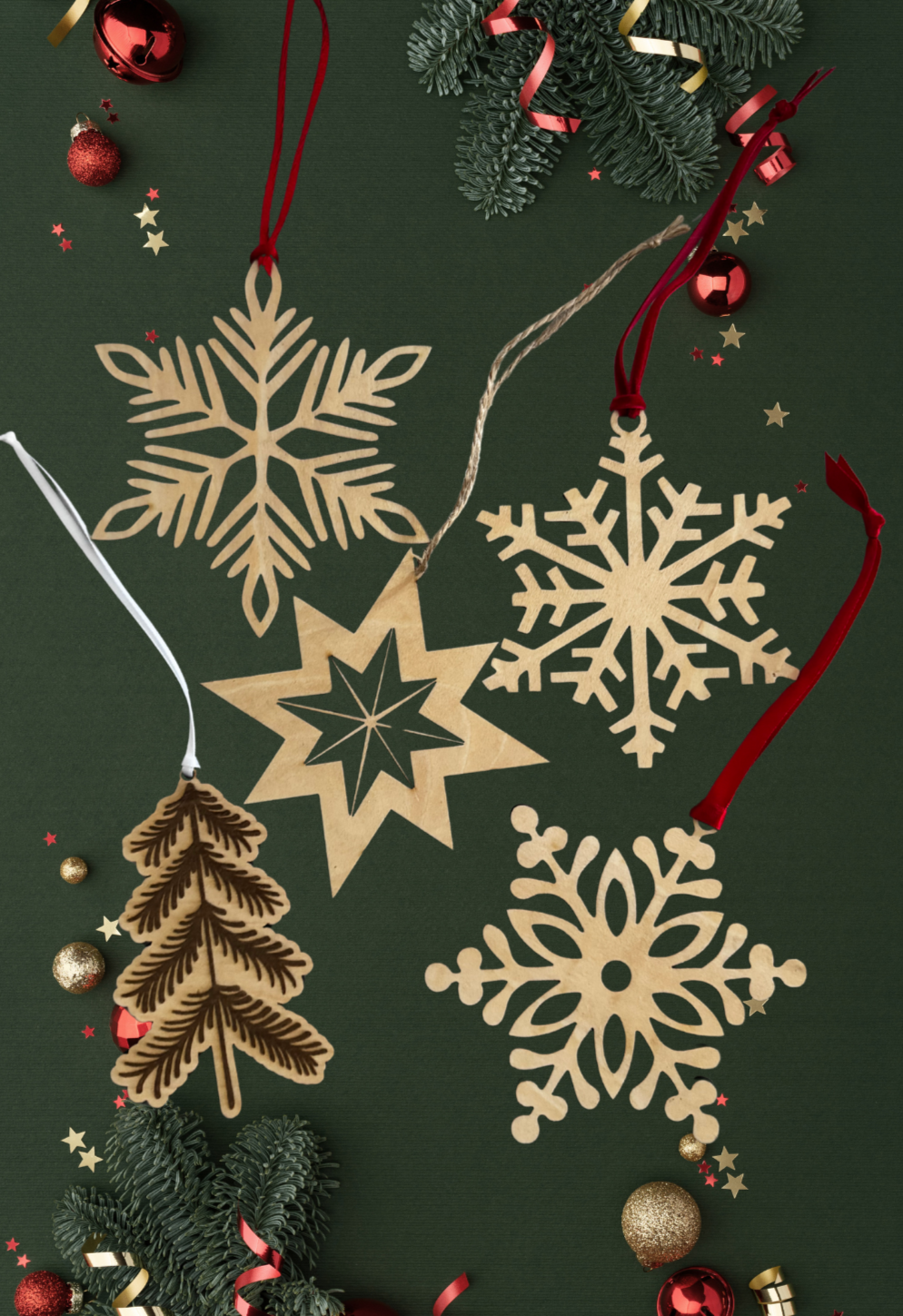 Forest Wooden Snowflake Christmas Ornament – Rustic Holiday Décor