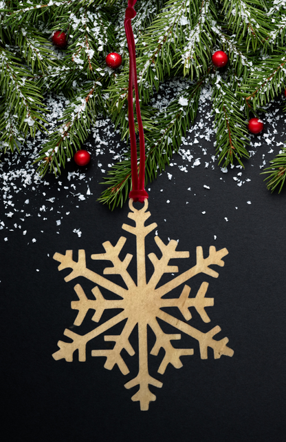 Wooden Snowflake Christmas Ornament – Rustic Holiday Décor