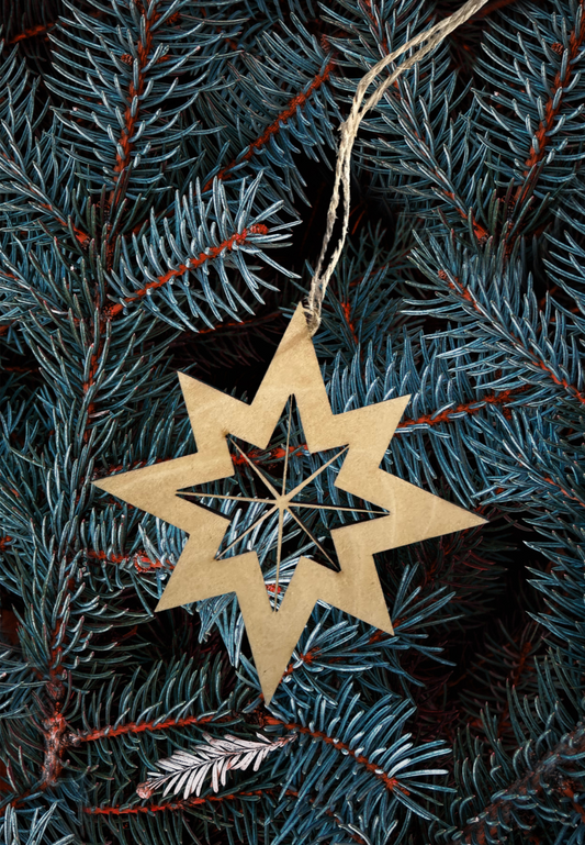 Wooden Christmas Star Ornament – Rustic Christmas Decoration