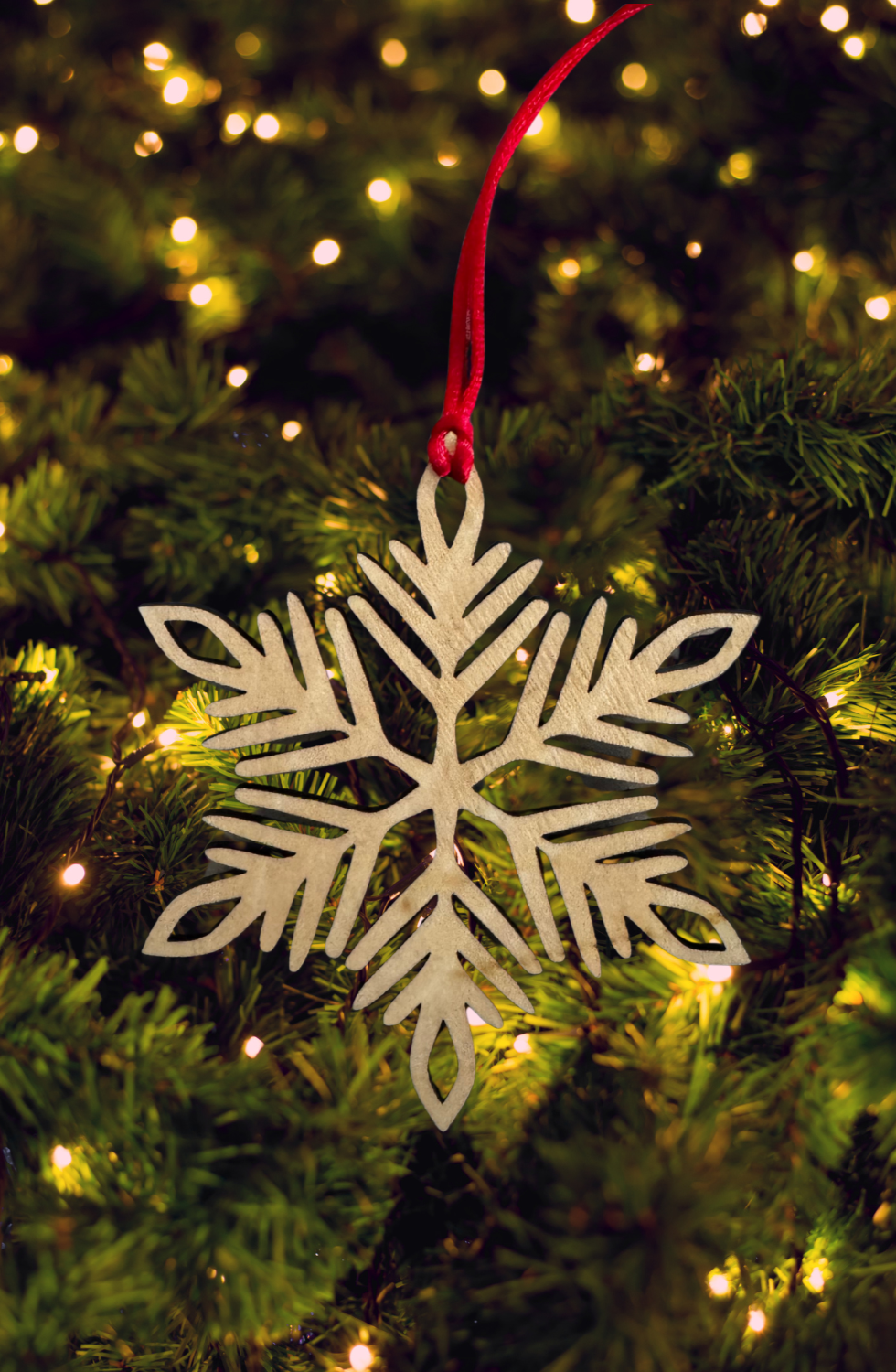 Forest Wooden Snowflake Christmas Ornament – Rustic Holiday Décor