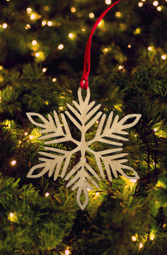 Forest Wooden Snowflake Christmas Ornament – Rustic Holiday Décor