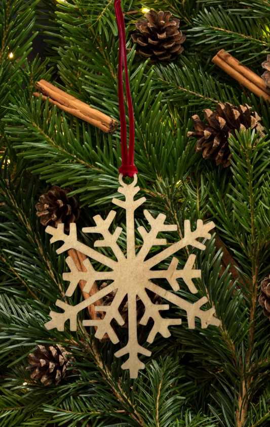 Wooden Snowflake Christmas Ornament – Rustic Holiday Décor