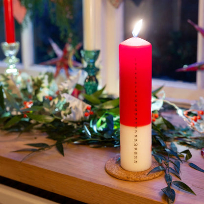 Santa Advent Pillar Candle | Christmas Novelty Candle  - PREORDER - Ships by Oct 1st