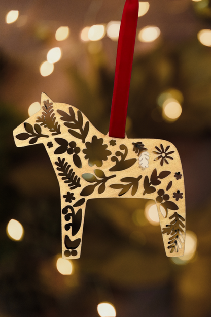 Dala Danish Wooden Horse Ornament