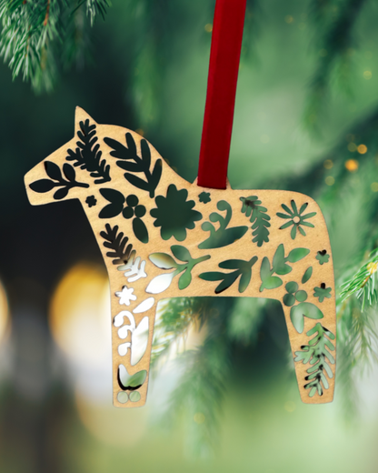 Dala Danish Wooden Horse Ornament