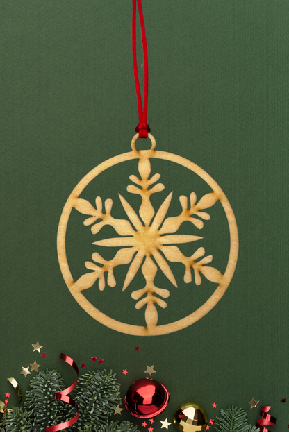 Wooden Snowflake Circle Ornament