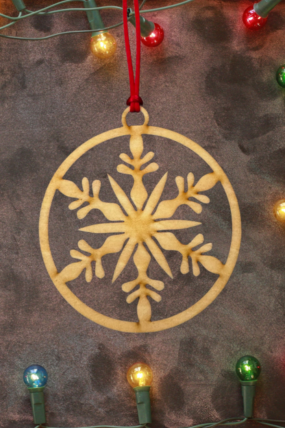 Wooden Snowflake Circle Ornament