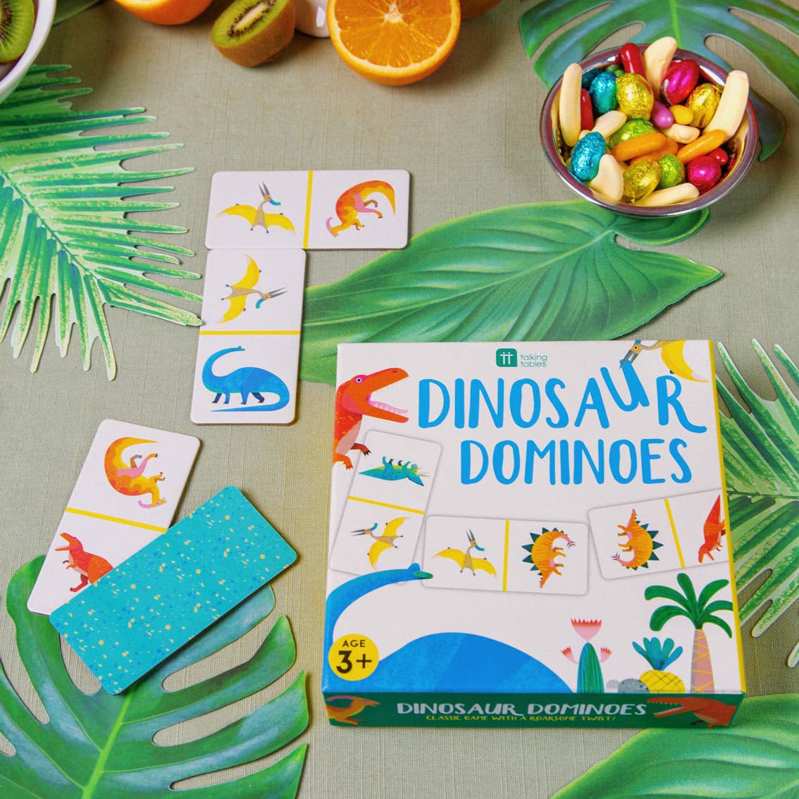 Stocking Stuffer - Party Dinosaur Dominoes Game for Kids