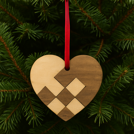Scandinavian Wooden Woven Heart Ornament