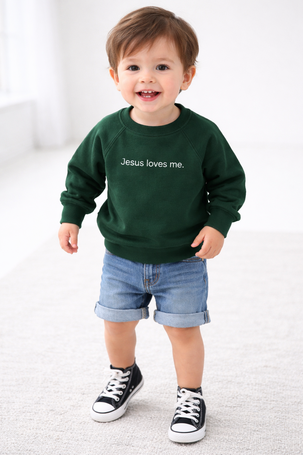 Jesus Loves Me. Embroidered Kids Sweatshirt
