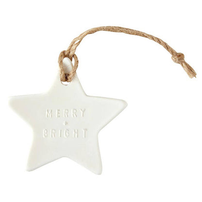 Ceramic Ornament - Star - Merry & Bright