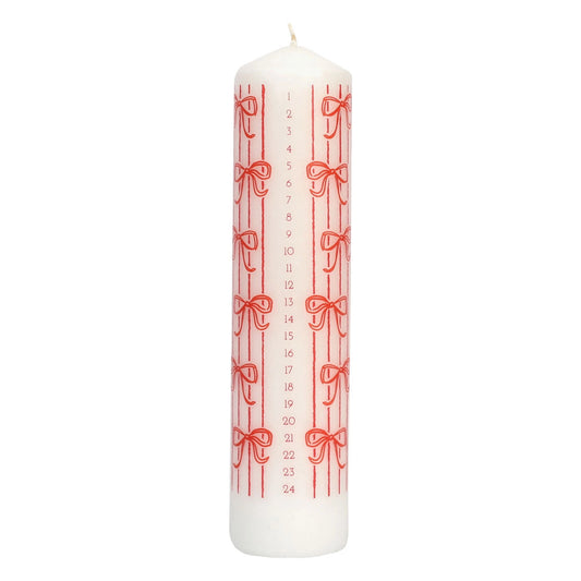 Christmas Bow Pillar Advent Candle | Christmas Candle  - PREORDER - Ships by Oct 1st