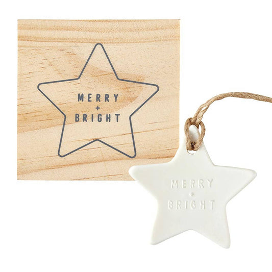 Ceramic Ornament - Star - Merry & Bright