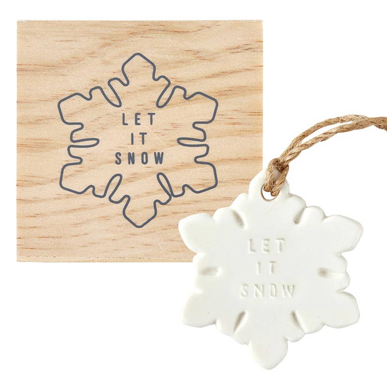Ceramic Ornament - Snowflake - Let It Snow