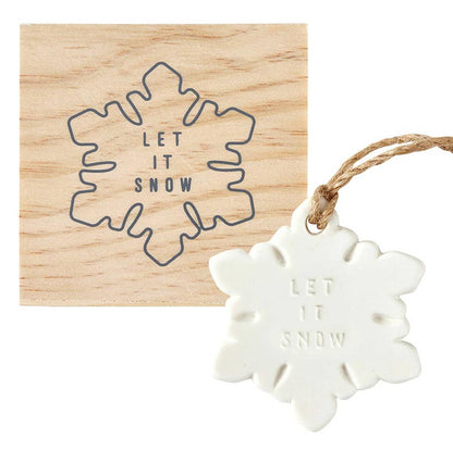 Ceramic Ornament - Snowflake - Let It Snow